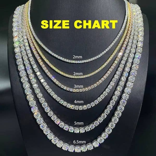 2026Custom Jewelry Hand Setting Vvs Moissanite Iced Out Tennis Chain 925 Sterling Silver Moissanite Tennis Chain