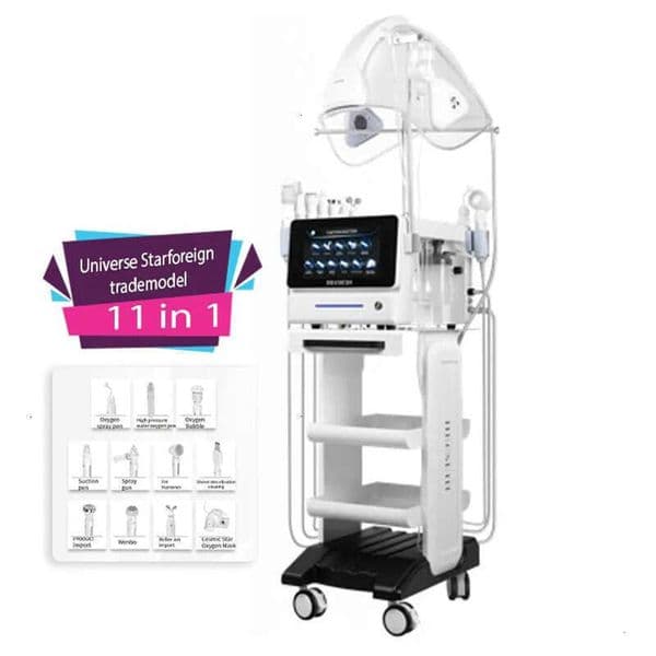 High Quality 11 IN 1 Microdermabrasion Machine Face Massage Water Oxygen Skin Beauty device 7 Colors LED Lighten Pigment Removal Beauty Device