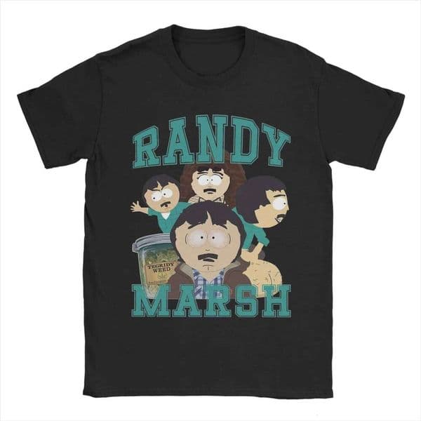 Retro Randy Marsh Souths Parks Tshirts Men's 100%Cotton Short Sleeve Round Neck Summer Clothes H260311