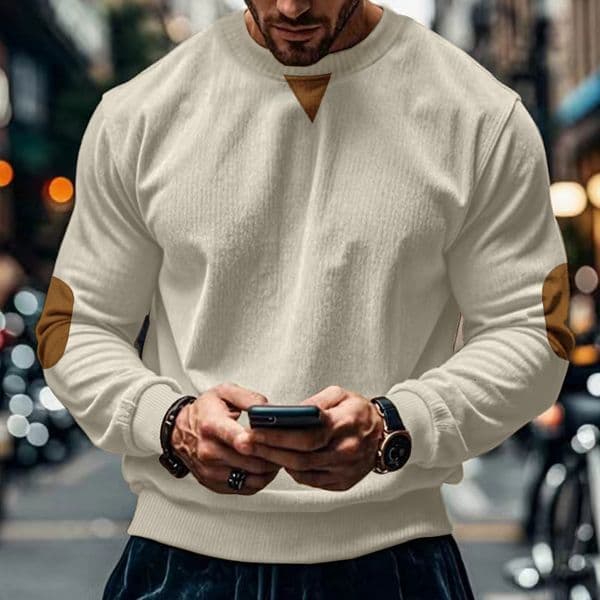 New Designer Polo Shirt Designer Hoodie Product For Autumn And Winter: European And American Men's Corduroy Long-sleeve Crew Neck Sweatshirt Solid Color Casual Top