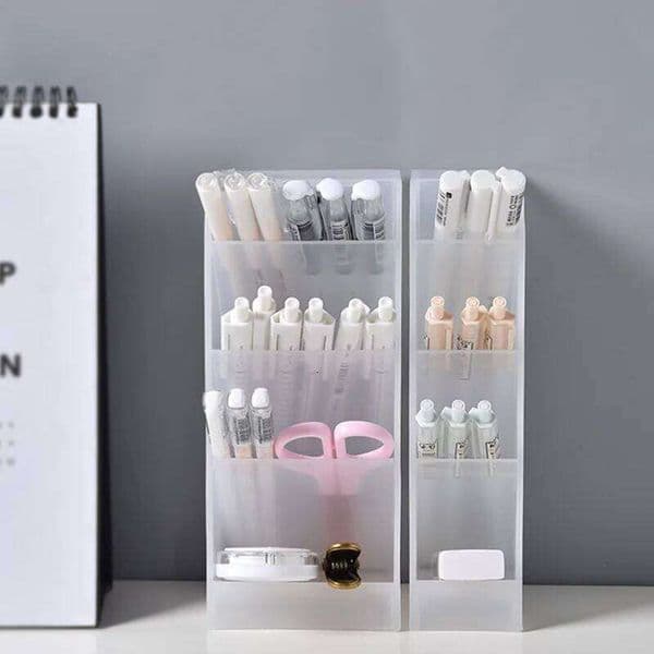 Creative Multifunctional 4 Grid Desktop Organizer Pen Holder Makeup Storage Box School Office Accessories Stationery 26Y0312