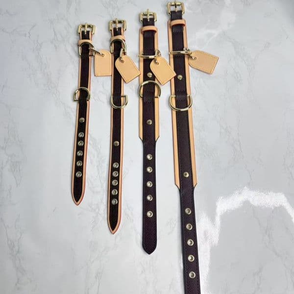 Designer brand leather classic dog collar designer adjustable luxury puppy belt leash pet outdoor running training necklace rope tie With logo