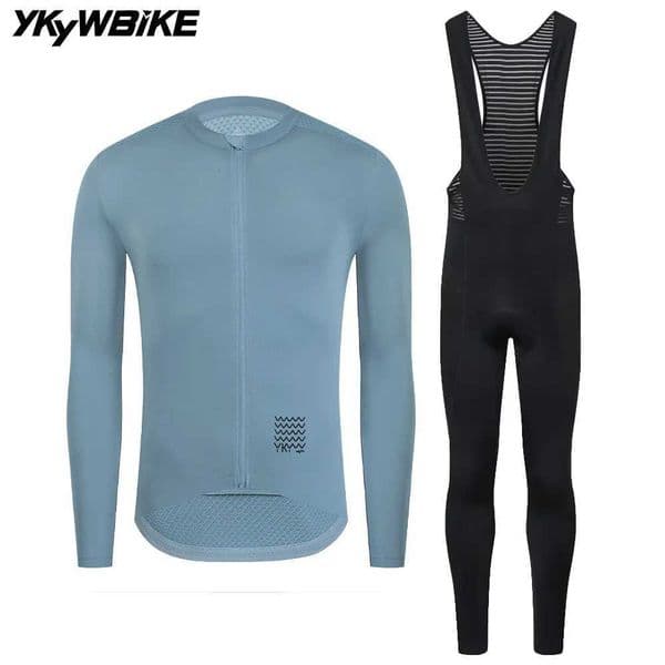 YKYWBIKE Mens Cycling Sets Long Sleeve Long Bib Pants Bicycle Clothes Man Cycling Road Bike Kit Cycling Clothing H260312