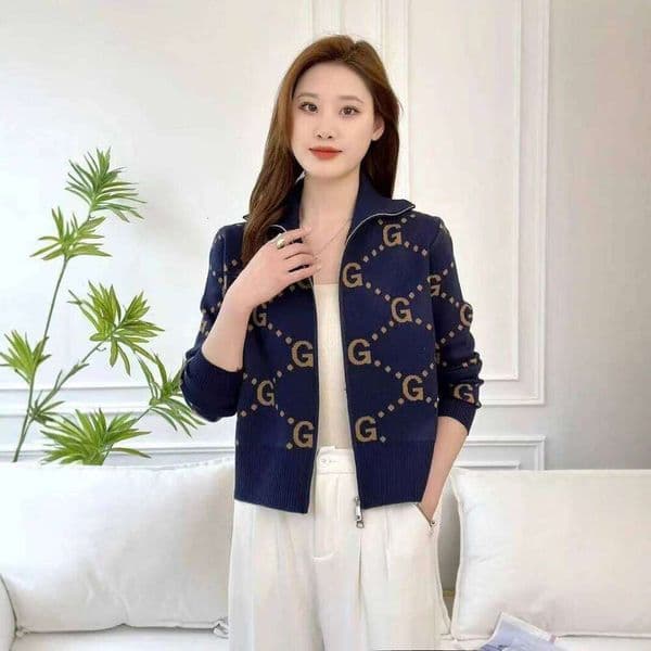 High End Chic Design Zipper Jacket Women Jacquard Long Sleeve Knitted Sweater Coat Female Fashion Short Cardigans Z260312
