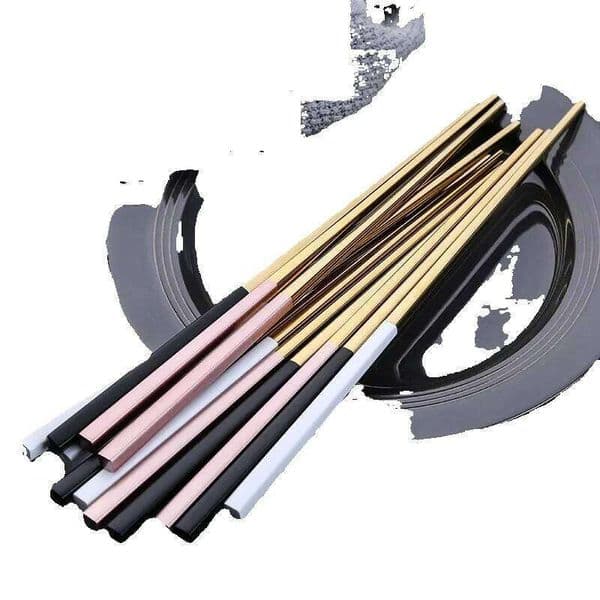 Wed Stainless Steel Chopstick Black And Gold B2