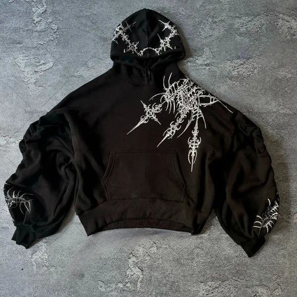 Mens American Street Hip-Hop Casual Oversized Top Y2K Retro Unique Print Fashionable Versatile Oversized Hoodie 260311