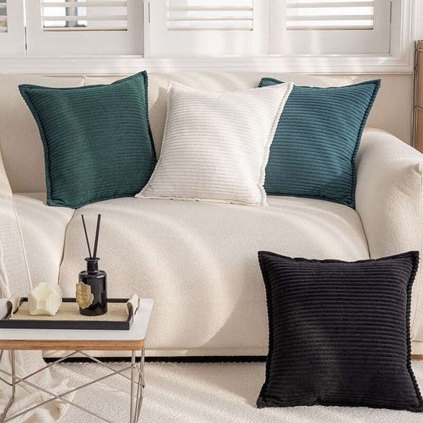 Premium Selection Solid Color Sofa Cushion Office Lumbar Nap Corduroy Striped Pillow Cover