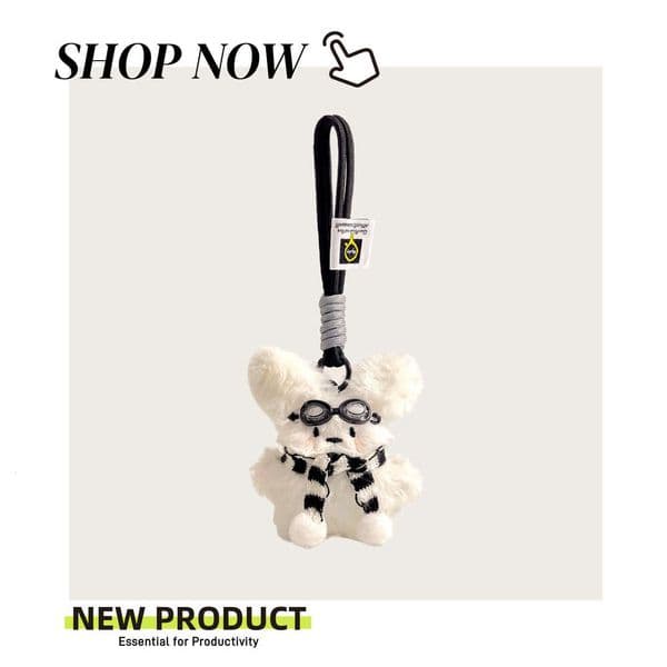 Cute Pilot Plush Little Dog Backpack Pendant Cartoon Small Doll Bag Accessory Gift
