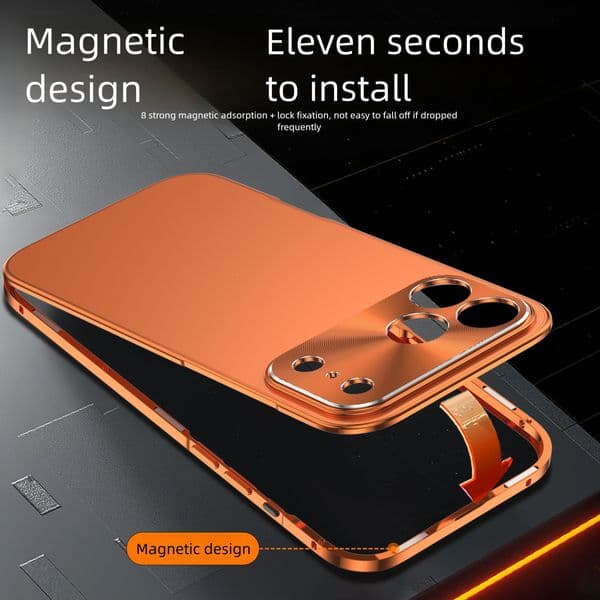 Magnetic Metal Shockproof Case for Apple Max, Full Coverage iPhone Case, 17 Pro Max