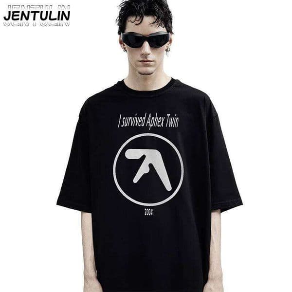 Summer Man Short Sleeve Street Retro Versatile Top Punk Hip Hop Style Harajuku Oversized Cotton Tees Aphex Pattern Printing Q260311