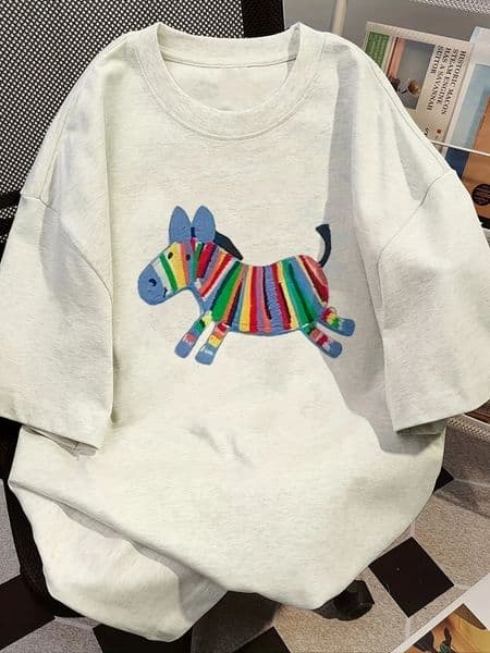 Oversized Women Tshirt Summer Fashion Drawn Printed Casual Short Sleeve Top Pullover Comfortable Plus Size Tee Trendy Outfit 260311
