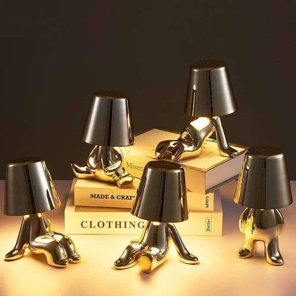 Nordic Chrome Little Golden Man Table Lamp Living Bedroom Bedside Children's Room Night Lights Net Red Creative Desk Lamps 26L0312