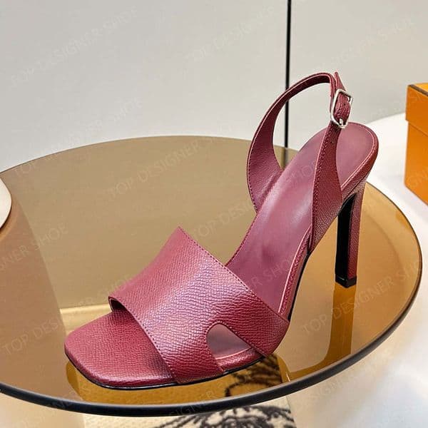 High quality new Fashion real leather Stiletto heels Sandals High heeled Dress Shoes womens Luxury designer party Evening Office shoes Black Orange, green