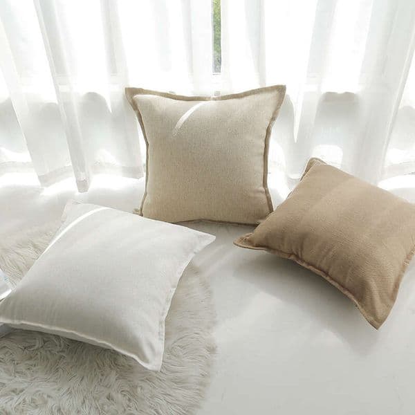 Premium Selection Imitation Linen Edged Without Insert For Living Room Sofa Bedding Cushion Cover Solid Color Pillowcase