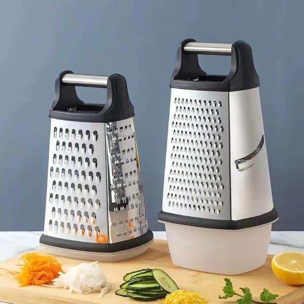 Four-Side Box Grater Cheese Grater with Container Stainless Steel Multipurpose Slicer for Vegetable Cutter Kitchen Accessorie 260227BJ