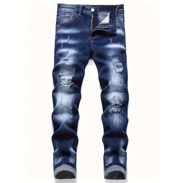 Riding Motorcycle Mens Pants Hip Hop Ripped Skinny Jeans Breathable Casual Fashion Blue Denim Trousers Streetwear Men Clothing J260306
