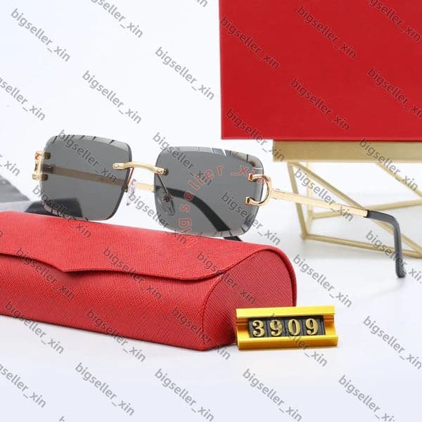carteras Polarized Luxury Designer Sunglasses - Leopard Head Decor Frameless Wooden Leg UV400 Sun Glasses, Men Women Brand Eyewear with Gift Box 5f6