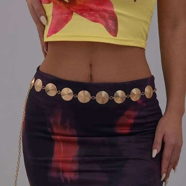 KunJoe Elegant Geometric Circle Flower Belly Waist Chain for Women Bikini Skirt Adjustable Belt Body Jewelry Festival Accessory L260312