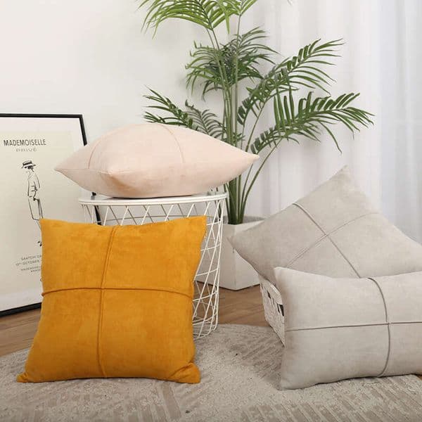 European-Style Sofa Office Cushion Covers, Car Cushions, Spliced Pillowcases With Inserts, Suede Cross-Edged Cushions
