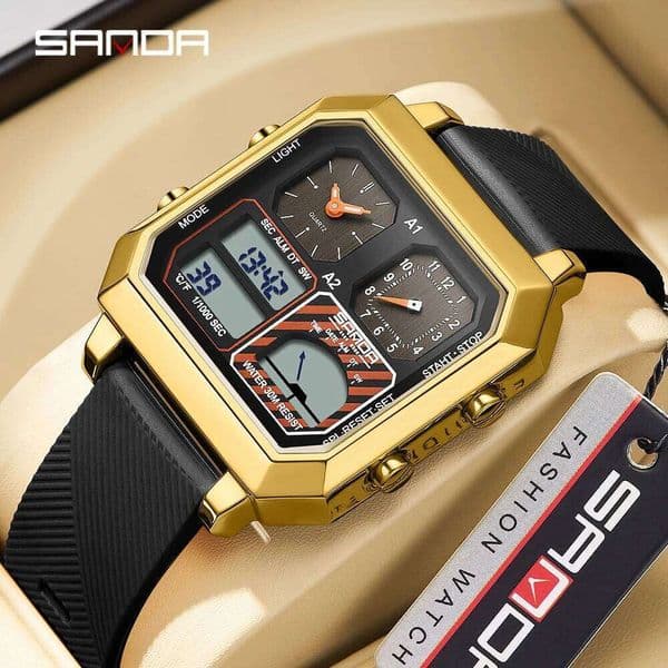 SANDA New 6210 Smart Temperature Gauge Multi functional Waterproof LED Men's Electronic Watch 2025