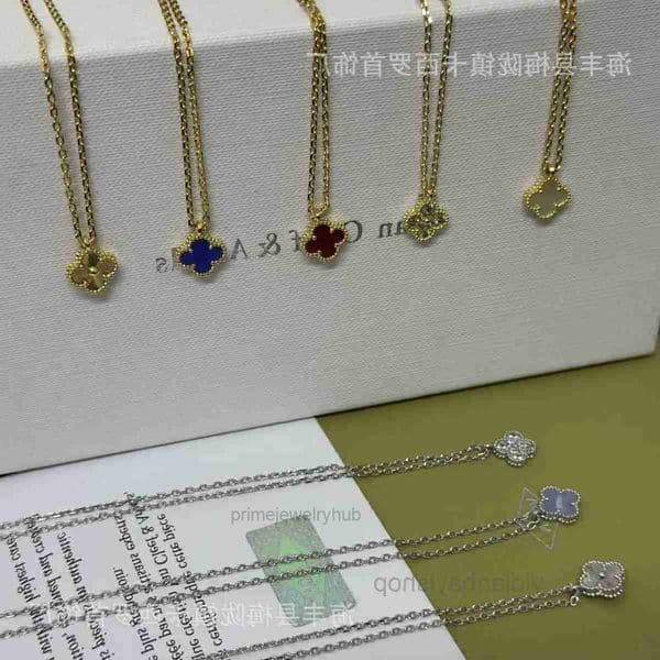Jewelery clover necklace vanly cleefinin jewlery 25 Years Double-Sided Four-Leaf Clover Small Necklace Lucky Clavicle Chain for Women Rose Gold Plated