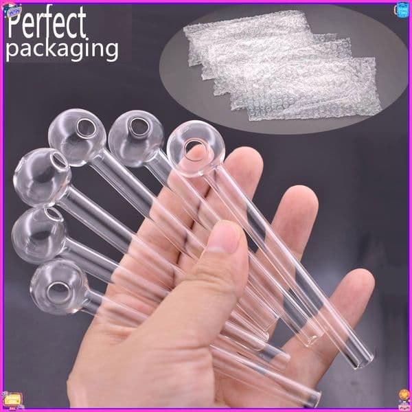 Cheap Mini 4inch Thick heady Clear Glass Smoking Oil Burner Pipes Smoke Straight Tube Pipe Water Hand Nail Tips Transparent