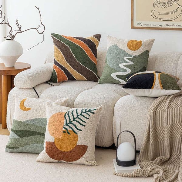 Nordic Sofa Geometric Color Comfortable Simple Light Luxury Ins Style Cushion Cover Bedroom Living Room Pillow