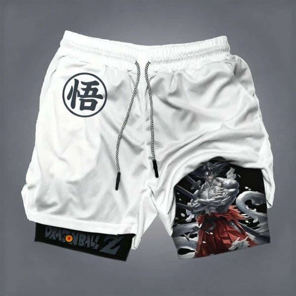 Dragon Ball Men's Double-layer Son Goku Summer Anime Fake Two-piece Sports Fitness Quick-drying Shorts Loose Y2k Pants T260312