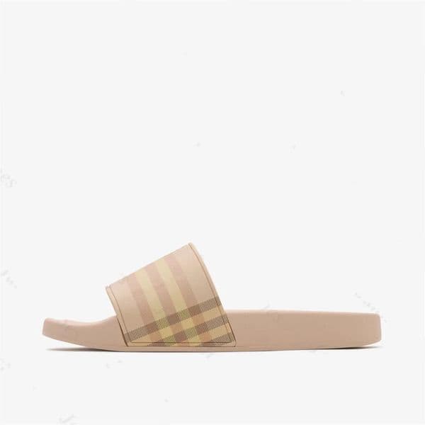 Designer Check Slides Summer Beach Slippers Vintage Tartan Slider Men Women High Quality Luxury Sandals Archive Beige Print Embossed Slide35-46 yht0001