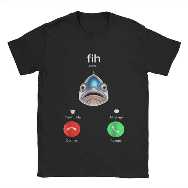 Men's T-Shirts Fih Calling Remind Me Message Funny 100% Cotton Tees Short Sleeve T Shirts Crewneck Clothes Birthday Gift H260311