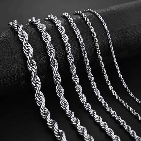 Jiayiqi 2mm-7mm Rope Chain Necklace Stainless Steel Never Fade Waterproof Choker Men Women Jewelry Silver Color Chains Gift H260311