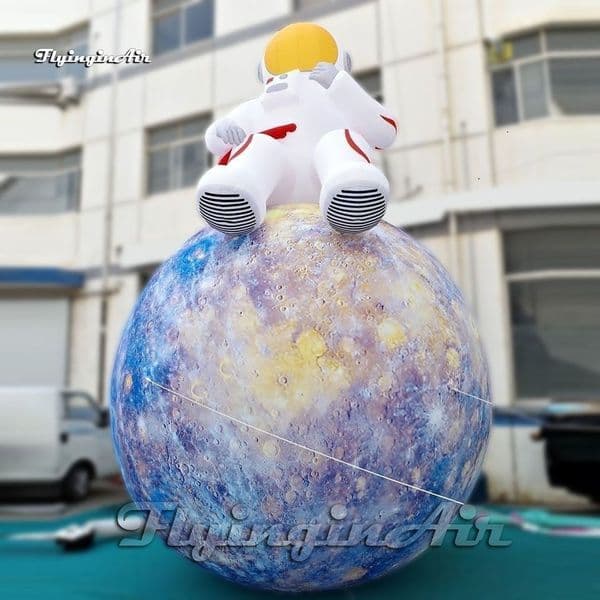 Fantastic Illuminated Large Inflatable Planet Balloon With A Astronaut LED Light Iniside For Space Show