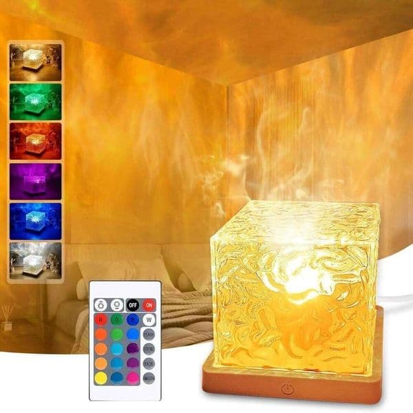 Dynamic water ripple projector night RGB16 color flame crystal living room study bedroom rotating light 26L0313