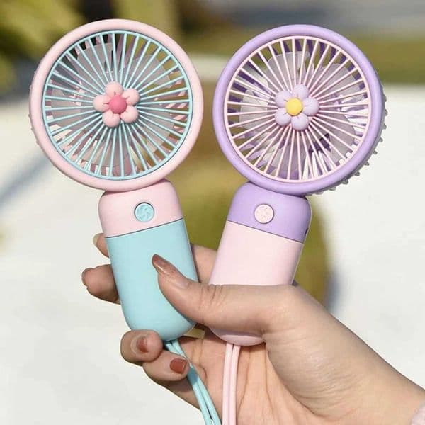 Flower Handheld Portable Small Fan Usb Rechargeable Wireless Student Handheld Desktop Small Electric Fan D260313