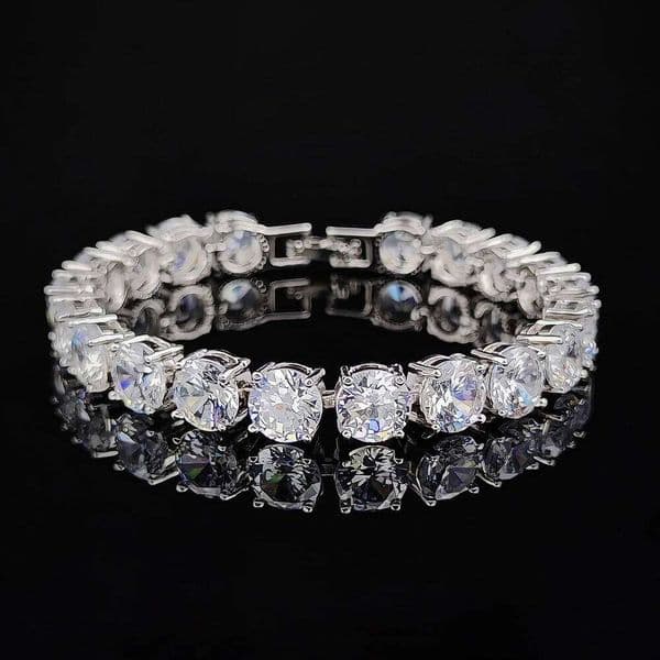 2024 new Luxury Round CZ silver color on hand Tennis Bracelet & Bangles For Women Jewelry Wedding Valentine's Day Gift S7217 Z260313