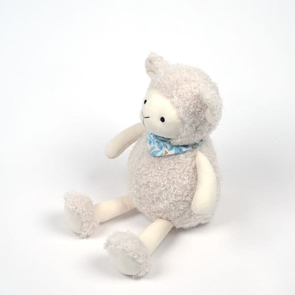 Cute Beige Sheep Plush Toy Blue Scarf Soothing Doll for Kids Z260528
