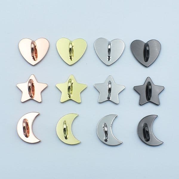 New Heart And Star Pendant Phone Case DIY Decoration Moon Metal Base Accessory Electroplated Glossy Surface With Built In Back