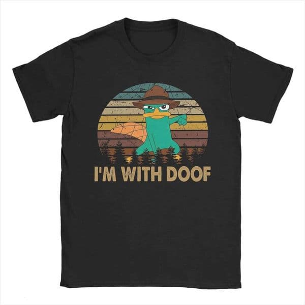 Men's I'm With Doof Retro Perry the Platypus T Shirt Cotton Clothing Novelty Short Sleeve Crewneck Tees Gift Idea T-Shirts T260312