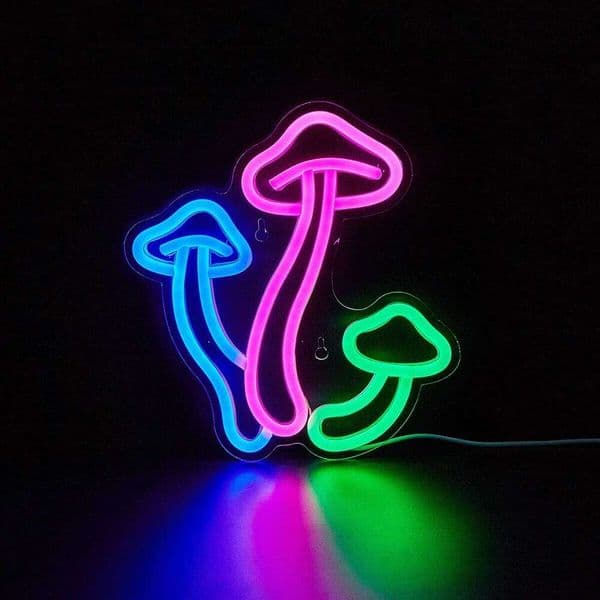 Chi-buy LED Neon Mushroom Shape USB Powered Night Light Wall Art & Game Bedroom Living Room Decor Lamp Sign Birthday Gift 26H0313