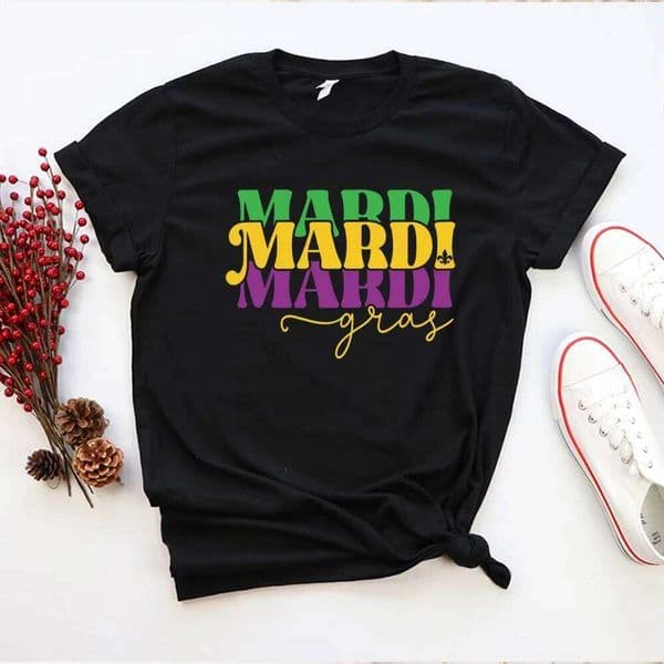 Shirt Mardi Gras Beads Shirts Fat Tuesday Tshirt Women Clothing Unisex Short Sleeves Casual Tops Y2k Clothes Z260313