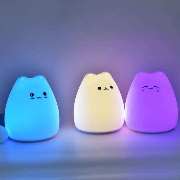 LED Night Light For Children Baby Kids soft Silicone Touch Sensor 7 Colors cartoon Cat sleeping lamp home bedroom decoration 26L0313