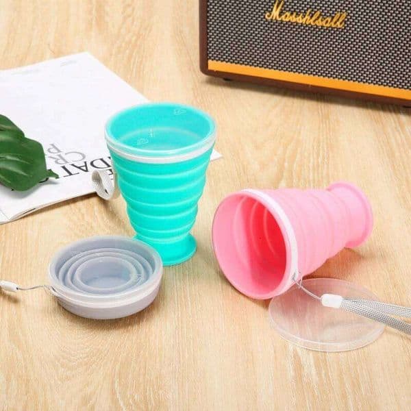 200/300ML Folding Portable Retractable Cups Outdppr Travel Coffee Tea Water Cup Telescopic Drinking Mug with Lid Z260313
