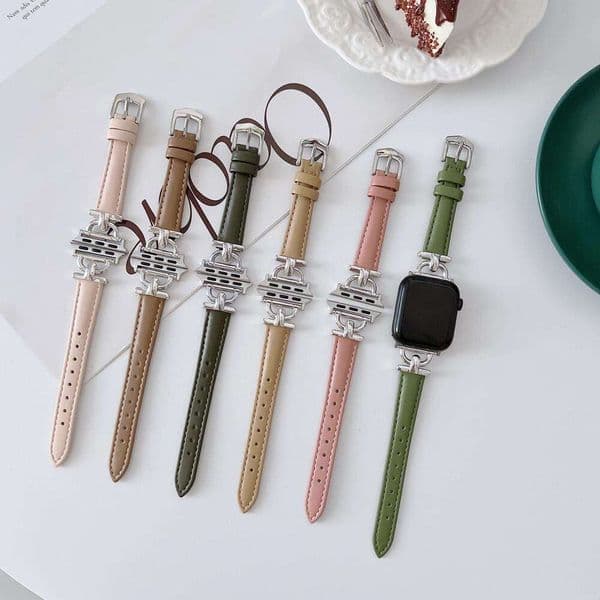 Compatible With Apple Watch S9 Ultra Universal S10 Band Se/875 Slim Leather D Buckle Soft