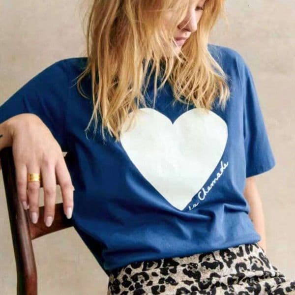 French Vintage Love Heart and Letters Printing Loose Cotton T Shirts Women Summer Short Sleeve Casual Tees Ins Fashion Shirt Z260313