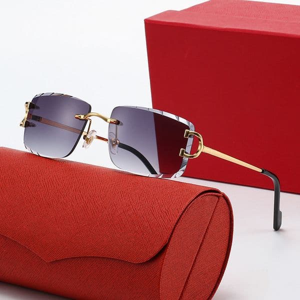 Designer Vintage Rimless Sunglasses Gold and Silver Frameless Metal Round Oval Optical Frame Candy Color Glasses Women Men CT09