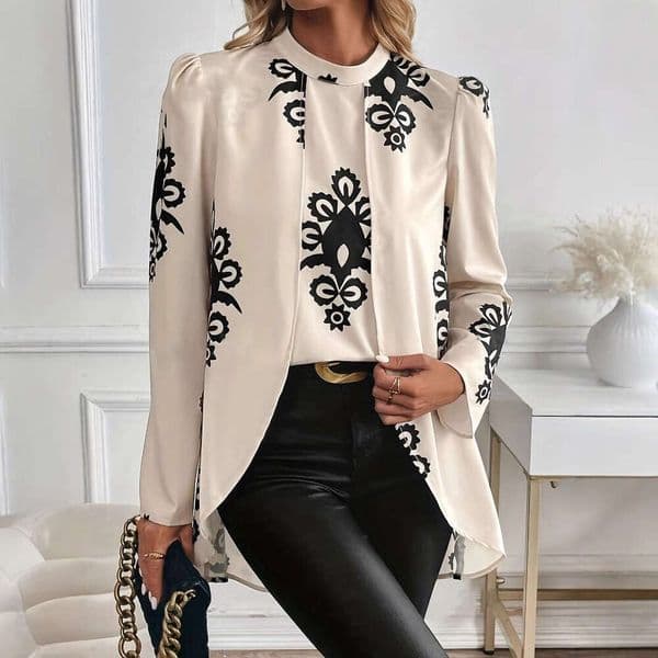 European And American Cross-Border Amazon Women's Clothing Autumn Winter Long Sleeve Shirt New Elegant Top