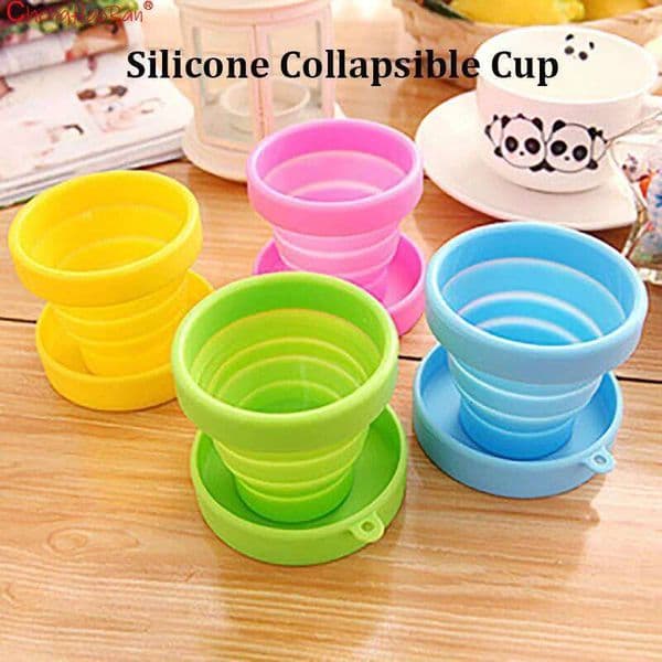 4PCS/LOT Silicone Folding Food grade High Temperature Resistant Candy Color Outdoor Sports Stretch Rinsing Cup with Lid Z260314