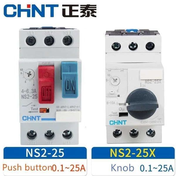 CHINT Motor Protector Engine Protection Device NS2-25 NS2-25X Knob Button Tpye NS2-32 16-25A 25-4A 4-63A 6-10A 9-14A 18A 25A X260313