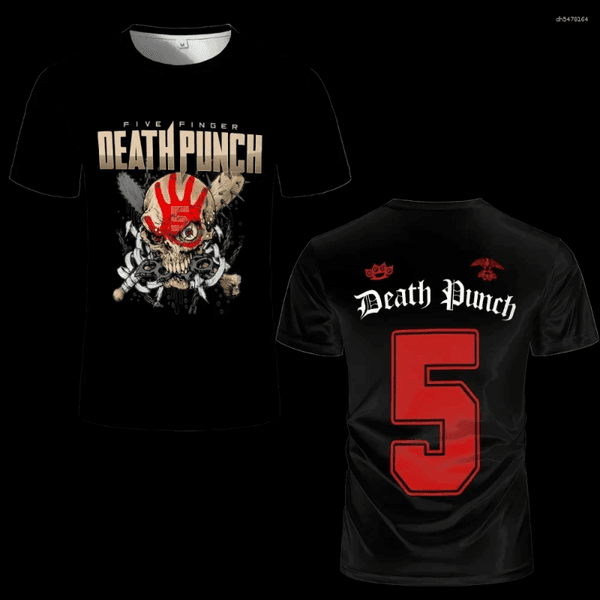 Men's T Shirts Camiseta De Esqueleto 5fdp Five Finger Death Punch Cuello Redondo Grande Manga Corta Impresa En 3D Para Hombres Y Mujeres