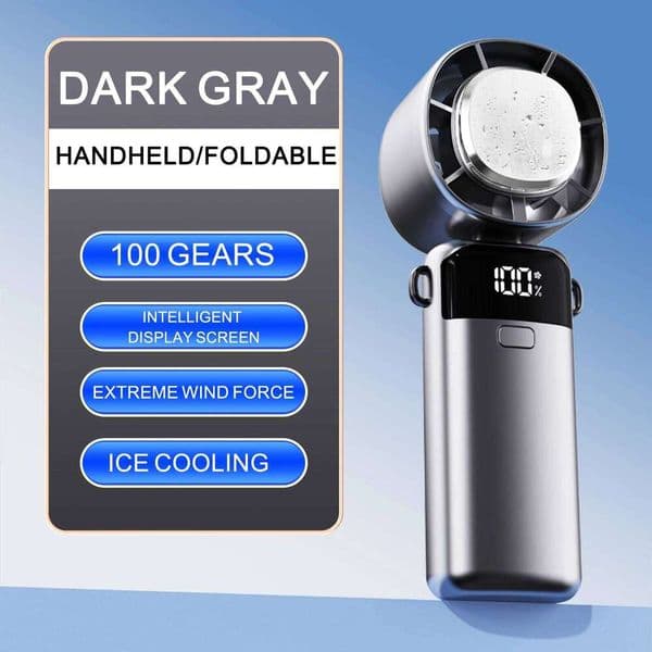 Ice Compress Handheld Portable Outdoor Usb Digital Display Folding Refrigeration High Speed Violent Turbine Small Fan 26Li0313